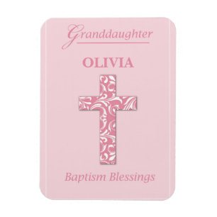 Personalisierter Name Enkelin Taufe Rosa Mädchen Magnet