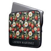 Personalisierter Name Erdbeeren und Blossom Laptopschutzhülle (Vorderseite Links)