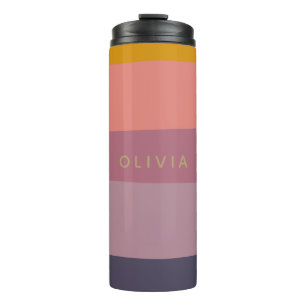 Personalisierter Name Erdig Minimalistischer Farbb Thermosbecher