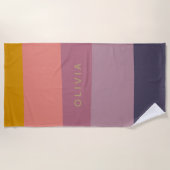 Personalisierter Name Erthy Tones Streifen beschäd Strandtuch (Vorderseite)