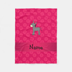 Personalisierter Name Esel Rosa Blume Fleecedecke