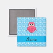 Personalisierter Name Eule blaue Schneeflocken Magnet (Vorderseite/Rückseite)