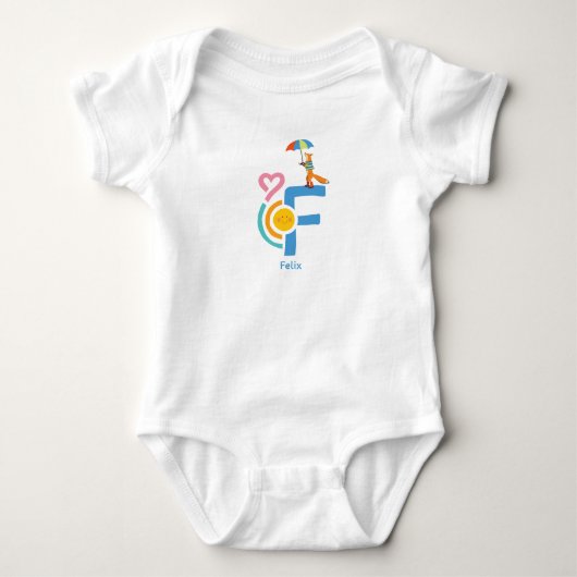personalisierter Name F Baby Body Strampler  (Vorderseite)