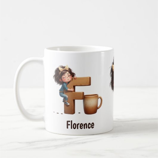 Personalisierter Name & F Schlaftrunkener Morgen K Kaffeetasse (Links)