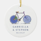 Personalisierter Name Fahrrad Verheiratet Weihnach Keramik Ornament (Vorne)