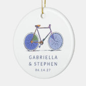 Personalisierter Name Fahrrad Verheiratet Weihnach Keramik Ornament (Links)