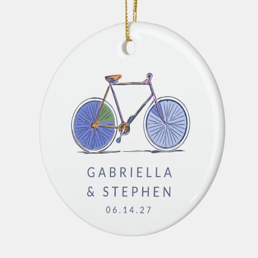 Personalisierter Name Fahrrad Verheiratet Weihnach Keramik Ornament (Links)