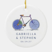 Personalisierter Name Fahrrad Verheiratet Weihnach Keramik Ornament (Hinten)
