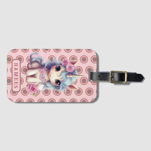 Personalisierter Name Fairy Baby Unicorn Sparkling Gepäckanhänger (Vorderseite (Horizontal))