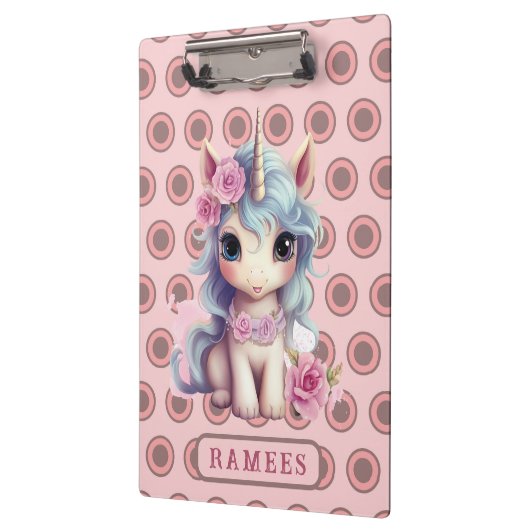 Personalisierter Name Fairy Baby Unicorn Sparkling Klemmbrett (Links)