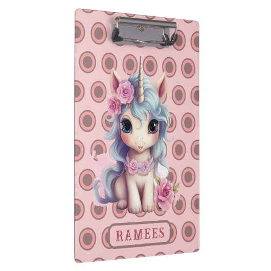 Personalisierter Name Fairy Baby Unicorn Sparkling Klemmbrett (Rechts)