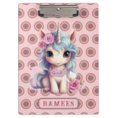Personalisierter Name Fairy Baby Unicorn Sparkling Klemmbrett (Vorderseite)