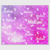 Personalisierter Name Fairy Chic Vibranve Fuchsia  Geschenkpapier (Flach)