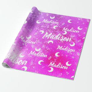 Personalisierter Name Fairy Chic Vibranve Fuchsia  Geschenkpapier