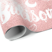 Personalisierter Name Fairy Pink Rose Gold Girl Geschenkpapier (Rolleneckpunkt)