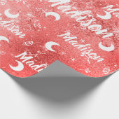 Personalisierter Name Fairy Red Christmas Moon Gir Geschenkpapier (Ecke)