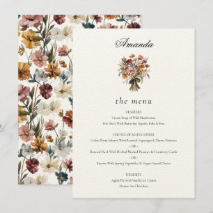 Personalisierter Name Fall Blume Hochzeit Menükarte