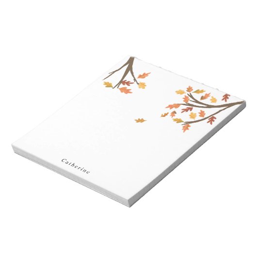 Personalisierter Name Fallende Herbstverluste Notizblock (Rotiert)