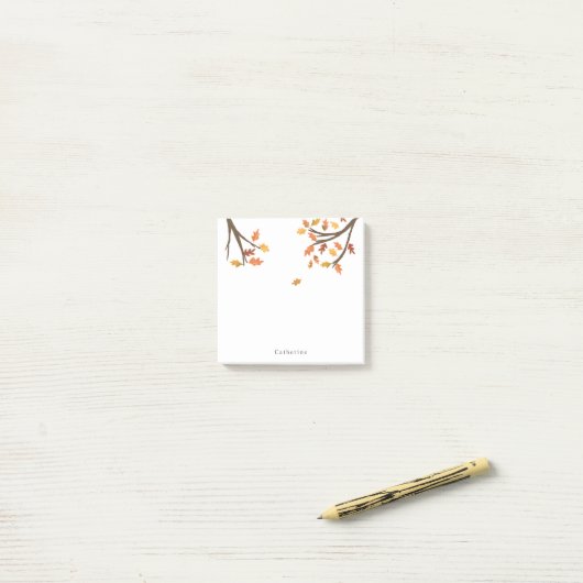 Personalisierter Name Fallende Herbstverluste Post-it Klebezettel (Auf Schreibtisch)