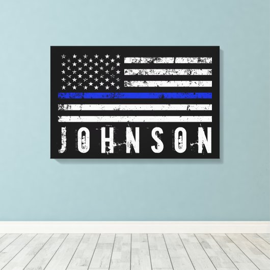 Personalisierter Name: Falsche Polizeiflagge Leinwanddruck (Insitu (Holzboden))