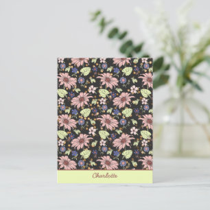 Personalisierter Name farbenfroh blumengeschmückte Postkarte