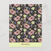 Personalisierter Name farbenfroh blumengeschmückte Postkarte (Vorderseite)
