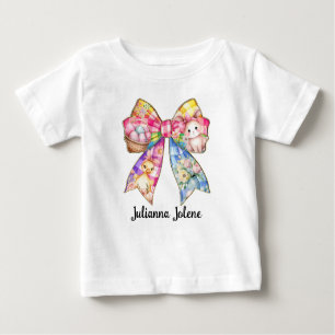 Personalisierter Name Farbenfrohe Osterkokette Bow Baby T-shirt