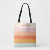 Personalisierter Name Farbige Streifen Retro Paste Tasche (Vorderseite)