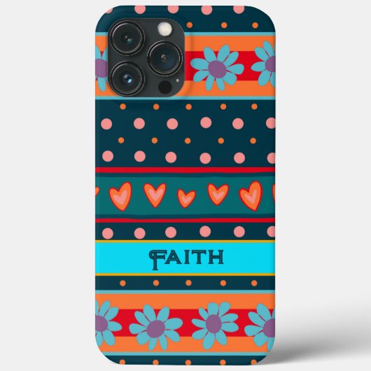 Personalisierter Name Farbiger Blumenspass Case-Mate iPhone Hülle (Rückseite)