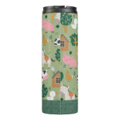 Personalisierter Name Farm Tierkinder spielen grün Thermosbecher (Rückseite)