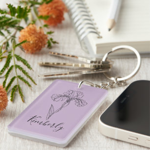 Personalisierter Name Februar Iris Geburtsblume Schlüsselanhänger