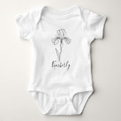 Personalisierter Name Februar Iris Geburtsdatum Bl Baby Strampler (Vorderseite)