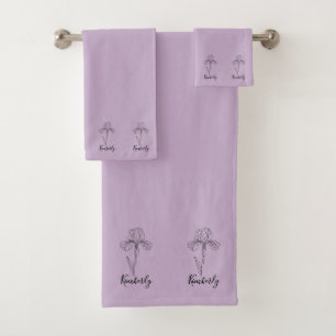 Personalisierter Name Februar Iris Geburtsdatum Bl Badhandtuch Set