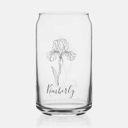 Personalisierter Name Februar Iris Geburtsdatum Bl Dosenglas (Rückseite)