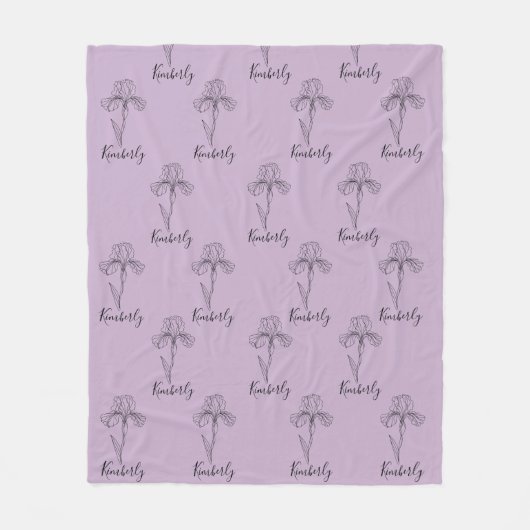 Personalisierter Name Februar Iris Geburtsdatum Bl Fleecedecke (Vorderseite)