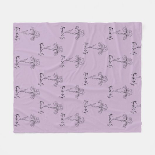 Personalisierter Name Februar Iris Geburtsdatum Bl Fleecedecke (Vorderseite (Horizontal))