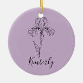 Personalisierter Name Februar Iris Geburtsdatum Bl Keramik Ornament