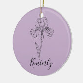 Personalisierter Name Februar Iris Geburtsdatum Bl Keramik Ornament (Links)