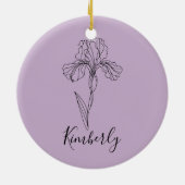 Personalisierter Name Februar Iris Geburtsdatum Bl Keramik Ornament (Hinten)