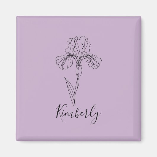 Personalisierter Name Februar Iris Geburtsdatum Bl Magnet (Vorne)