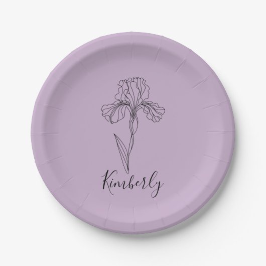 Personalisierter Name Februar Iris Geburtsdatum Bl Pappteller (Vorderseite)