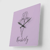 Personalisierter Name Februar Iris Geburtsdatum Bl Quadratische Wanduhr (Winkel)