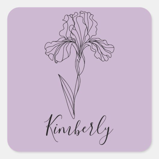 Personalisierter Name Februar Iris Geburtsdatum Bl Quadratischer Aufkleber (Vorderseite)