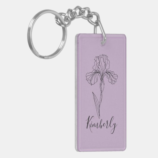 Personalisierter Name Februar Iris Geburtsdatum Bl Schlüsselanhänger (Vorderseite links)