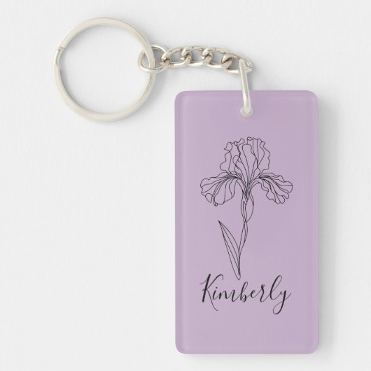 Personalisierter Name Februar Iris Geburtsdatum Bl Schlüsselanhänger (Vorderseite)