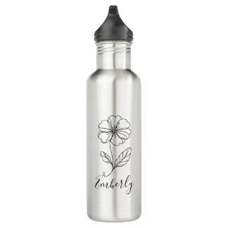 Personalisierter Name Februar Primrose Geburtsdatu Edelstahlflasche