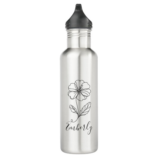 Personalisierter Name Februar Primrose Geburtsdatu Edelstahlflasche (Rechts)