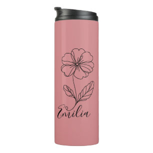 Personalisierter Name Februar Primrose Geburtsdatu Thermosbecher