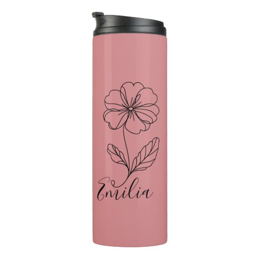 Personalisierter Name Februar Primrose Geburtsdatu Thermosbecher (Nach rechts gedreht)