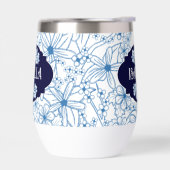 Personalisierter Name Feminine Blaues Blumenmuster (Links)